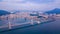 Aerial view of Gwangan bridge and Gwangalli beach in Busan city,