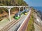 Aerial View of Haeundae Beach Train, Busan, South Korea Asia