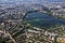 Aerial view of Hamburg with Alster lake