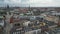 Aerial view of Hamburg city with scenery of buildings, streets, churches and cloudy sky in Germany