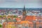 Aerial view of Hannover dominated by Marktkirche church, Germany