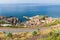 Aerial view harbor of Camara do Lobos at Madeira Island