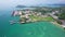 Aerial view of Harbor Cargo ship carrying container.Container ship loading and unloading in deep sea port, Aerial view of business