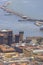 Aerial view of the harbor coast with the medieval Castel Nuovo, Naples, Italy