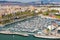 Aerial view of the Harbor district in Barcelona, Spain