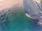 Aerial view of harbour at low tide Polkerris