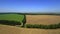 Aerial view on a harvested field.