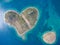 Aerial view of the heart shaped Galesnjak island on the adriatic coast.