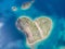 Aerial view of the heart shaped Galesnjak island on the adriatic coast.