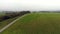 Aerial view of a heavy truck moving on the autobahn