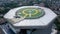 Aerial view of helipad. Helicopter landing pad on rooftop on skyscraper, high-rise office building in Shanghai Downtown