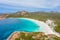 Aerial view of Hellfire bay near Esperance viewed during a cloudy day, Australia