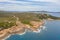 Aerial view of Hellfire bay near Esperance viewed during a cloudy day, Australia