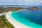 Aerial view of Hellfire bay near Esperance viewed during a cloudy day, Australia