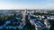 Aerial view of Helsinki city at beautiful summer day. Vuosaari at sunset.