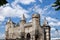 Aerial view of Het Steen medieval fortress in the old city center of Antwerp