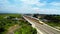 Aerial view of the High speed orange train on the railway station. High Speed Train Jakarta-Bandung. Bandung, Indonesia, February