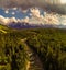 Aerial view of high tatra mountains and Bialka river