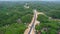 Aerial view of highway with beautiful views. the southern Java crossing line. Central Java, Indonesia, December 6, 2021
