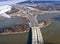 aerial view of a highway bridge