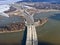 aerial view of a highway bridge