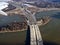 aerial view of a highway bridge