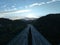 Aerial view on highway bridge in the Italian mountains