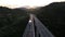 Aerial view on highway bridge in the Italian mountains