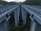 Aerial view on highway bridge in the Italian mountains