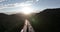 Aerial view on highway bridge in the Italian mountains