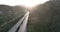 Aerial view on highway bridge in the Italian mountains