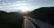 Aerial view on highway bridge in the Italian mountains