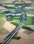 Aerial View : Highway curve in the countryside