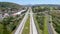 Aerial view of highway, freeway road with vehicle in movement