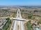 Aerial view of highway, freeway road with vehicle in movement in San Diego