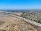 Aerial view of highway, freeway road with vehicle in movement in San Diego