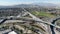 Aerial view of highway interchange and junction in Riverside, California.