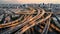 Aerial view of a highway intersection in a city