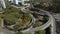 Aerial view of highway and overpass in city. Top view city traffic of highway and bridge, logistics.