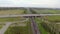 Aerial view of highway and railroad track