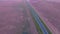 Aerial view highway road on dusk semi-trailer