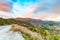 Aerial view of Highway Road Freeway to Arrow Town with Sunrise Mountain range Landscape New Zealand