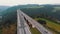 Aerial view of the Highway Viaduct on Concrete Pillars in the Mountains