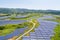 Aerial view of hillside solar energy