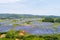 Aerial view of hillside solar energy