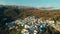 Aerial view hillside village of Juzcar. Spain