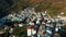 Aerial view hillside village of Juzcar. Spain