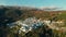 Aerial view hillside village of Juzcar. Spain