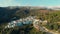Aerial view hillside village of Juzcar. Spain