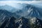 Aerial view of Himalayas mountain range in Nepal, Asia